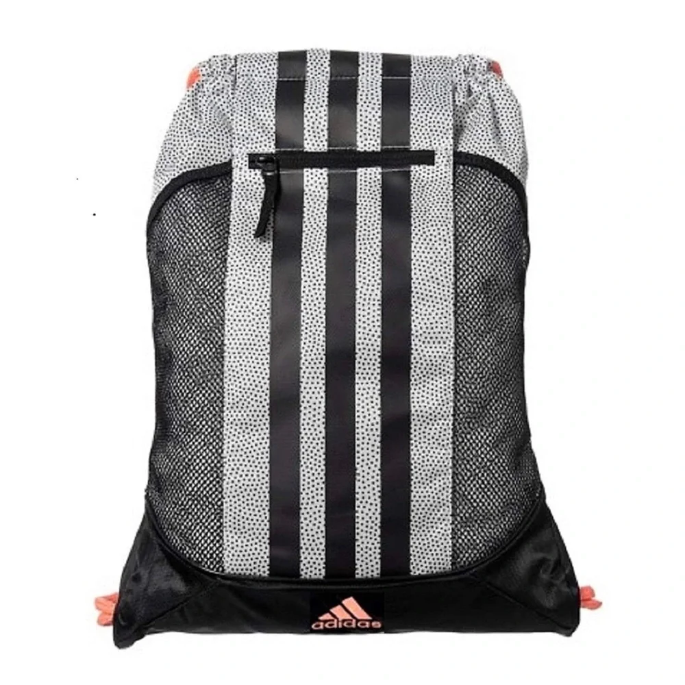 New Adidas Fat Stripes II Sack Pack, One Size (White Grip/Black/Sun Glow)